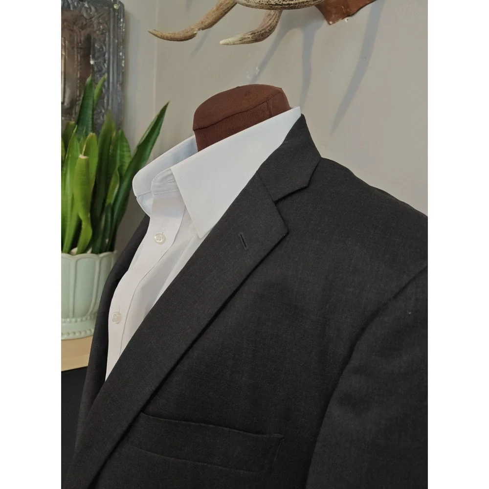 Brooks Brothers Regent Mens Sport Coat 44L Gray Wool Made in USA 2 Button Blazer